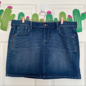 Old Navy Dark Wash Zipper Accent Denim Mini Skirt